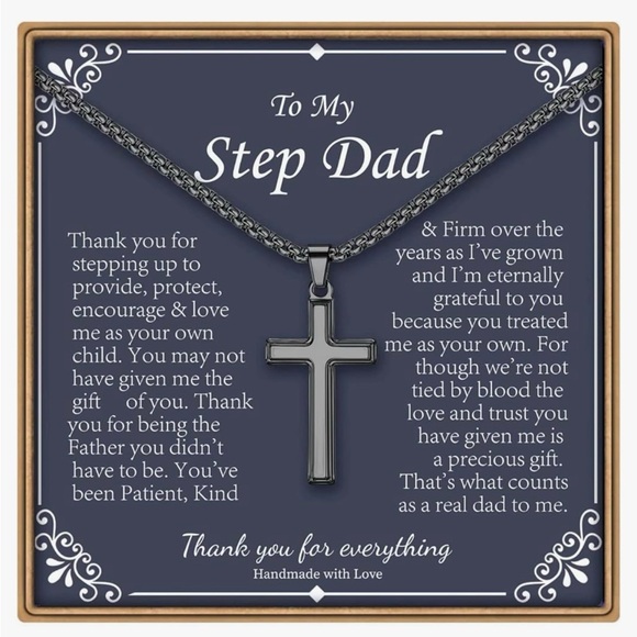 Other - To My Step Dad Cross Pendant Necklace Men Stepfather Gift from Step Son Daughter